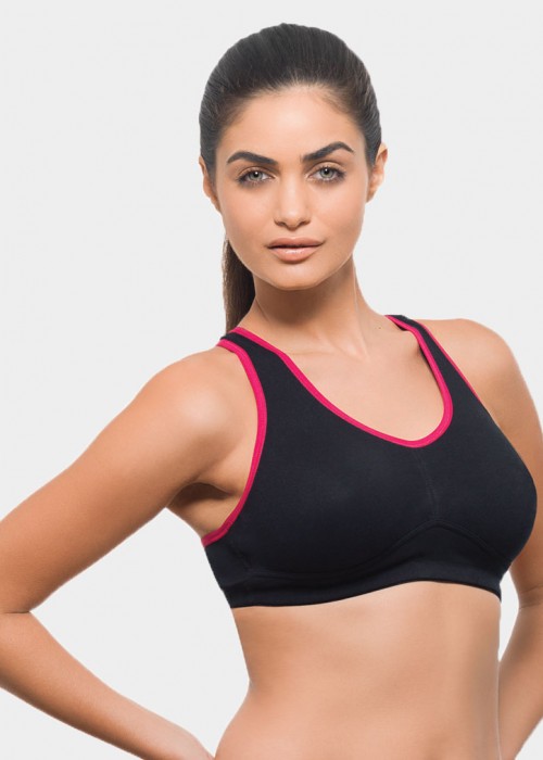 Aria racerback sports bra-luxurious cotton elastane fabric-Black