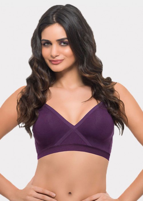 Cheryl-cross & embrace bra-non-wired-Voilet